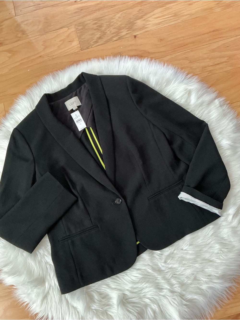 NWT LOFT Black Women's Cropped Single-Button Blazer Size XL